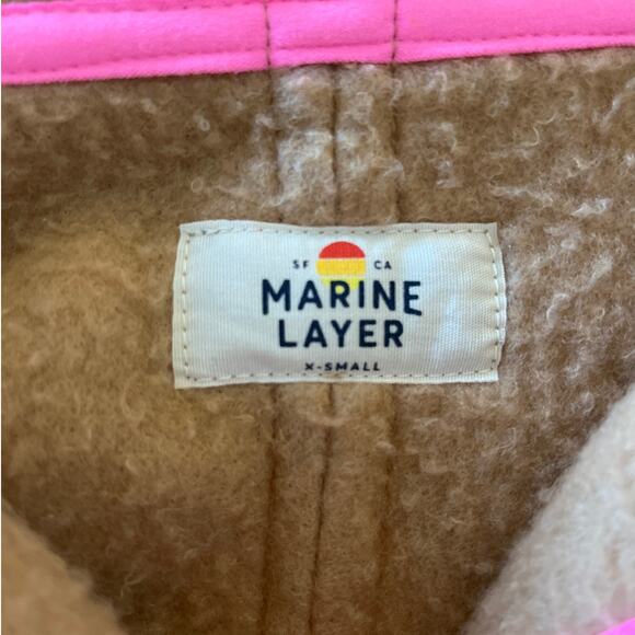 Marine Layer Sierra Sherpa Jacket Snap Front Size XS Camel Pink Bomber Teddy - Picture 3 of 6